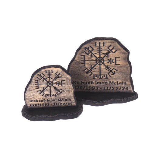 Viking Personalized Memory Stone with Runic Compass, Viking runestone, Memorial stone Carved ,  Memory Stone, Viking, pagan