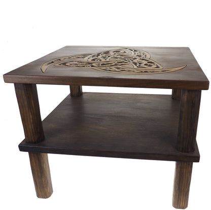 Coffee table, triple horns of Odin, Personalized, Hand Carving, Viking decor, hand carved table, Viking, night table, Norse, Scandinavian