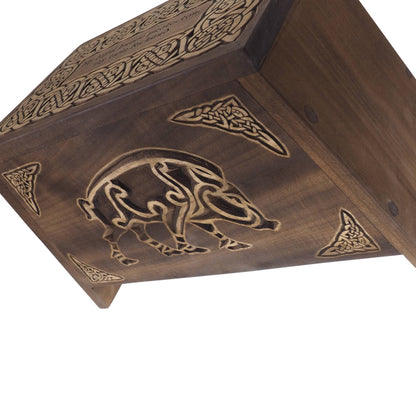 Viking Personalized Wood Urn with Celtic boar,  Memorial Box Carved , Keepsake Cremation Urns, Cremation Boxes For Burial, Celtic, pagan
