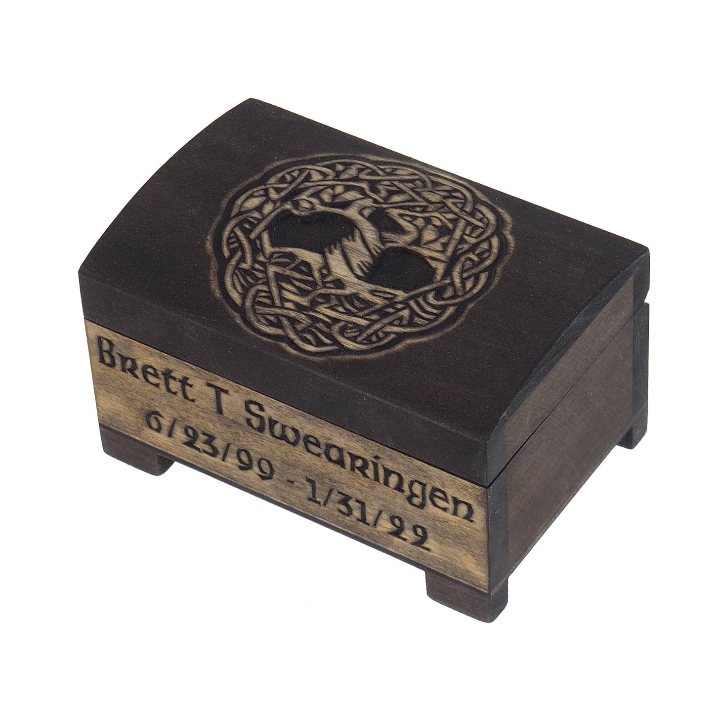 Small Personalized Wood Urn For Human Ashes,Yggdrasil, tree of life Memorial Box, Carved Keepsake Cremation Urns, Cremation Boxes For Burial