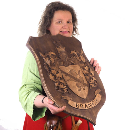 BIG Personalized Family Crest type 2, Hand Carved, Coat of Arms, Custom, Family Shield, Wooden Emblem, Wedding Wood Art, Heraldic, Woodcraft