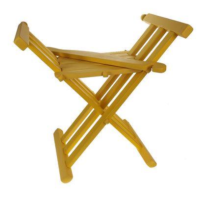 Personalized color (yellow) Wooden medieval viking folding chair with back support, Historical furniture, SCA, LARP, camping gear
