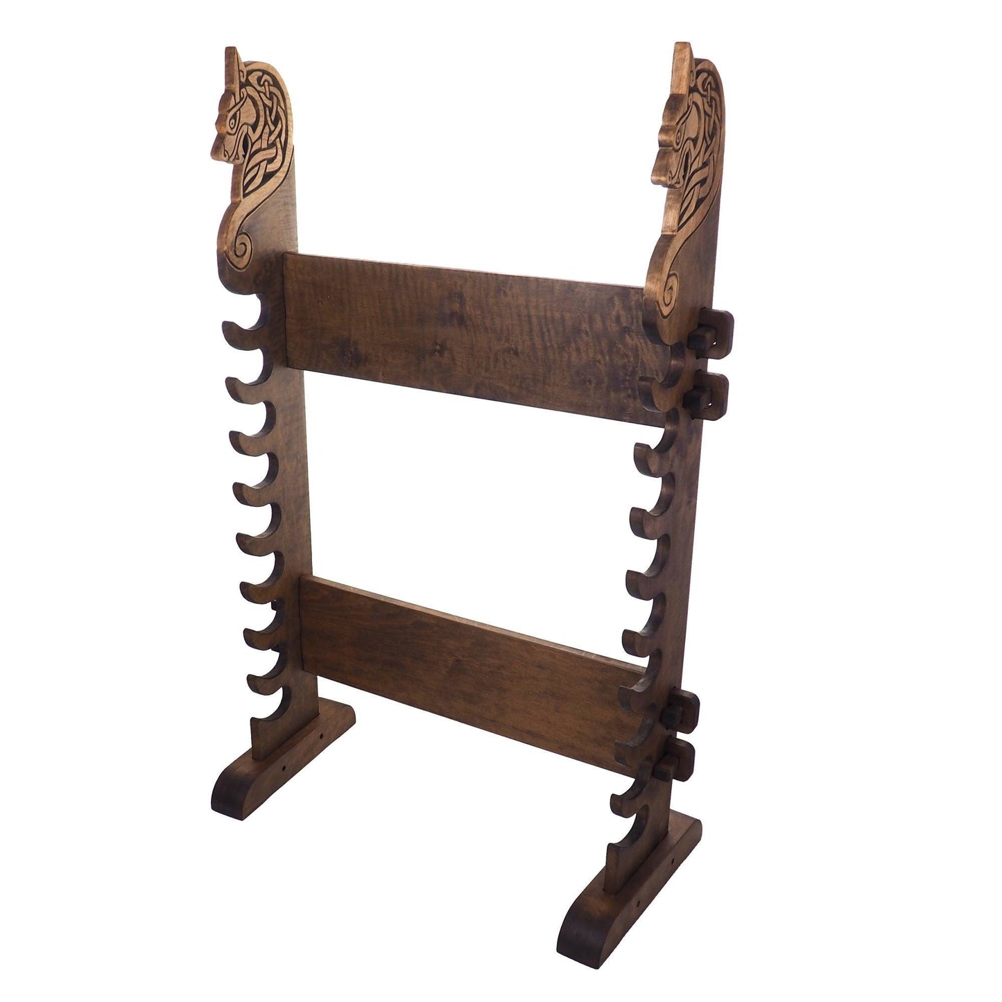 Viking personalized Stand for Weapons, standing, weapon rack with wolf head, hanging weapon holder , norsk style, medieval, Larp and SCA,