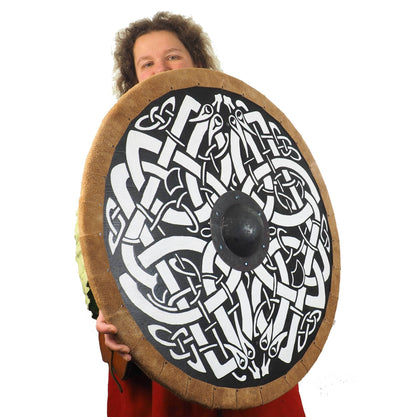 Personalized Dragon Viking Shield Pattern, Norsman shield, Wall decor, Larp and reenactment, SCA ready, black shield
