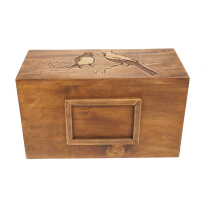 Double  Wood Urn Personalized For Human Ashes, With Frame for Photo, Wooden Memorial Box Carved , Keepsake Cremation Urns,  Boxes For Burial
