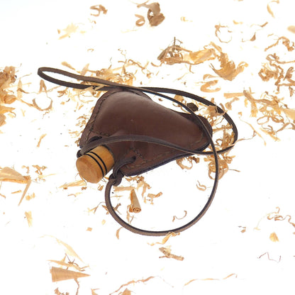 Light Brown, Mini flask, hand crafted, authentic medieval wine skin with wooden stopper leather flask bladder ALL NATURAL