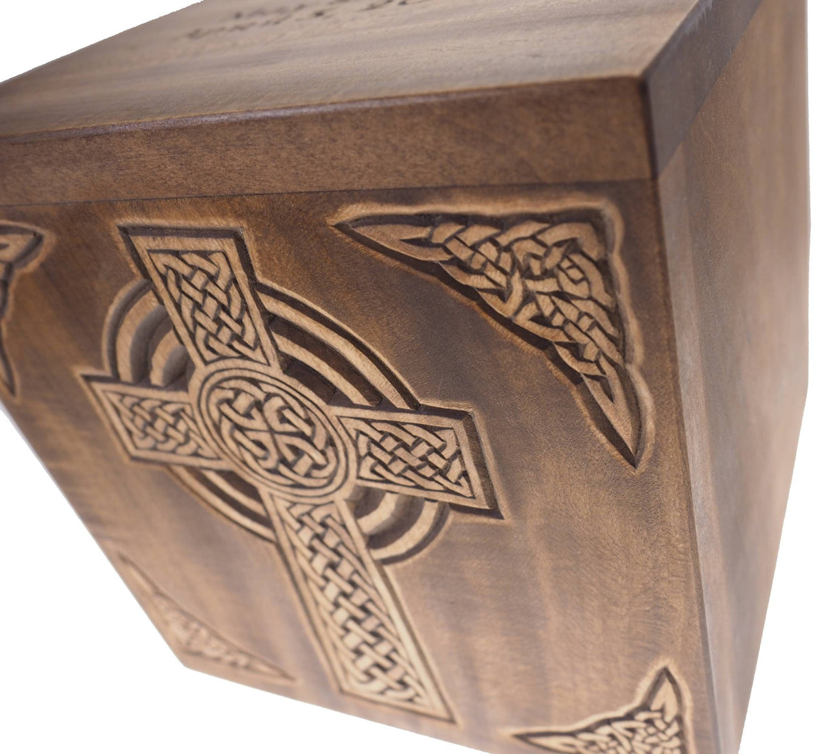 Square Personalized Wood Urn, Celtic Cross, For Human Ashes, Wooden Memorial Box, Carved Keepsake Cremation Urns, Medieval Viking style