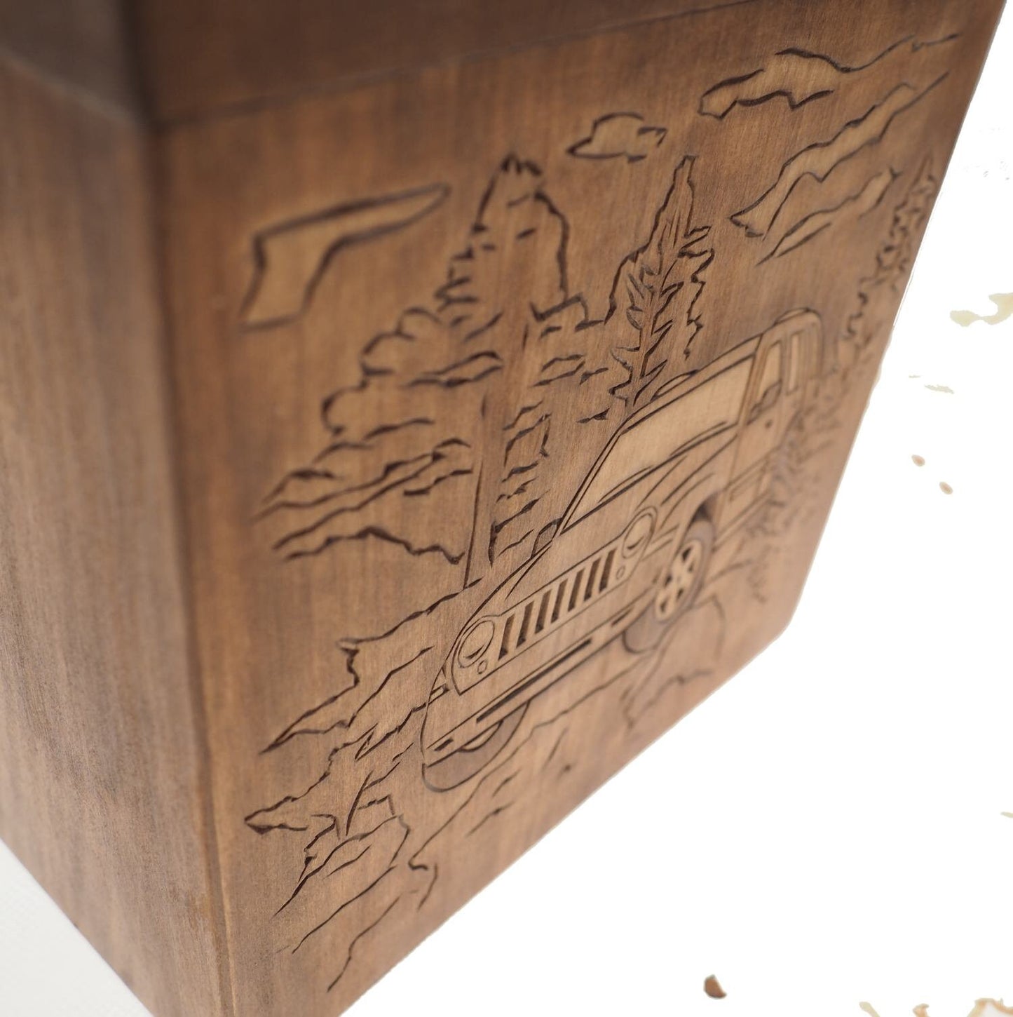 US flag Square Personalized Wood Urn For Human Ashes, Wooden Memorial Box, Carved Keepsake Cremation Urns, Cremation Boxes For Burial