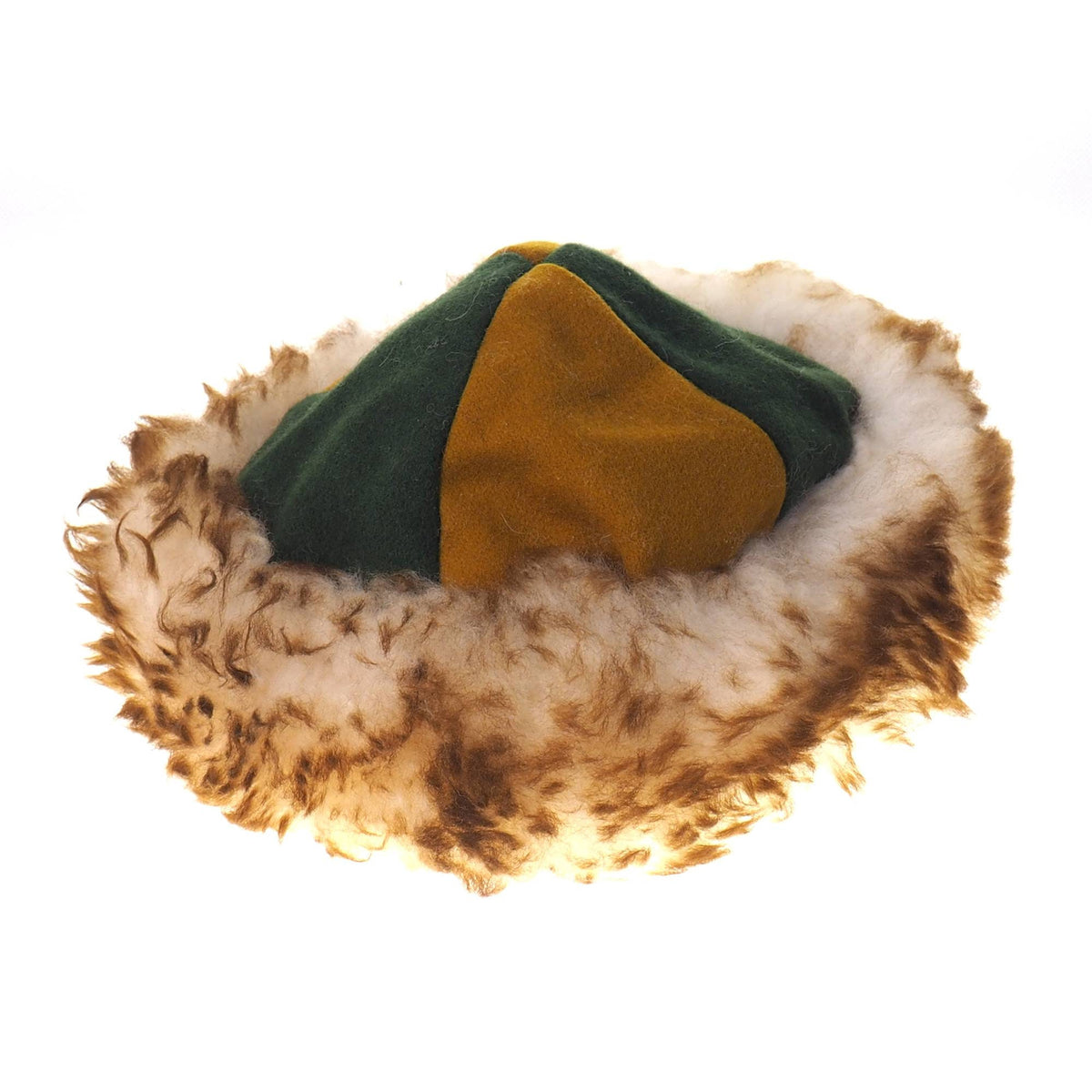 Viking wool hat, green yellow, hand sewn, wool and sheep, larp, medieval, sca, unisex hat, Woolen headdress viking, Slavic Viking clothing