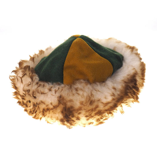 Viking wool hat, green yellow, hand sewn, wool and sheep, larp, medieval, sca, unisex hat, Woolen headdress viking, Slavic Viking clothing