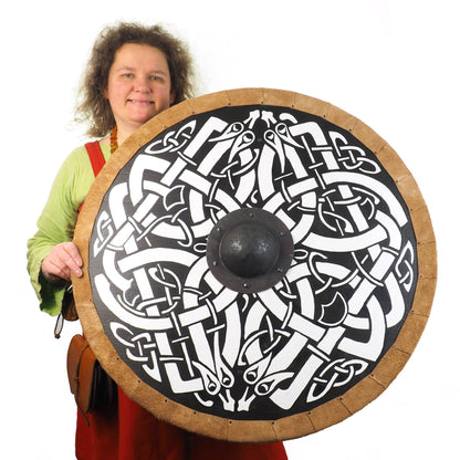 Personalized Dragon Viking Shield Pattern, Norsman shield, Wall decor, Larp and reenactment, SCA ready, black shield