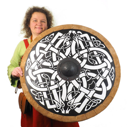 Personalized Dragon Viking Shield Pattern, Norsman shield, Wall decor, Larp and reenactment, SCA ready, black shield