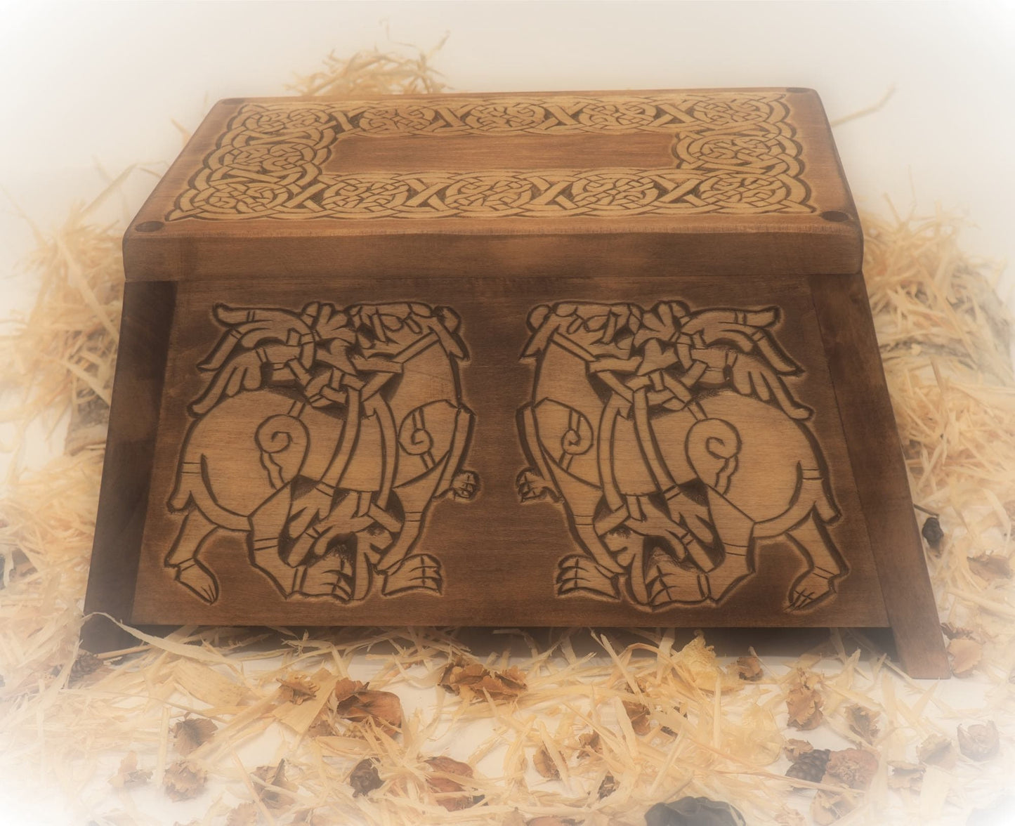Personalized Wood Urn For Human Ashes, Wooden Memorial Box Carved , Keepsake Cremation Urns, Cremation Boxes For Burial, Viking pagan
