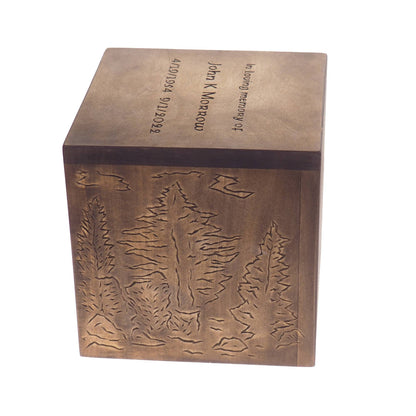 Square Personalized Wood Urn For Human Ashes, Wooden Memorial Box, Carved Keepsake Cremation Urns, Cremation Boxes For Burial