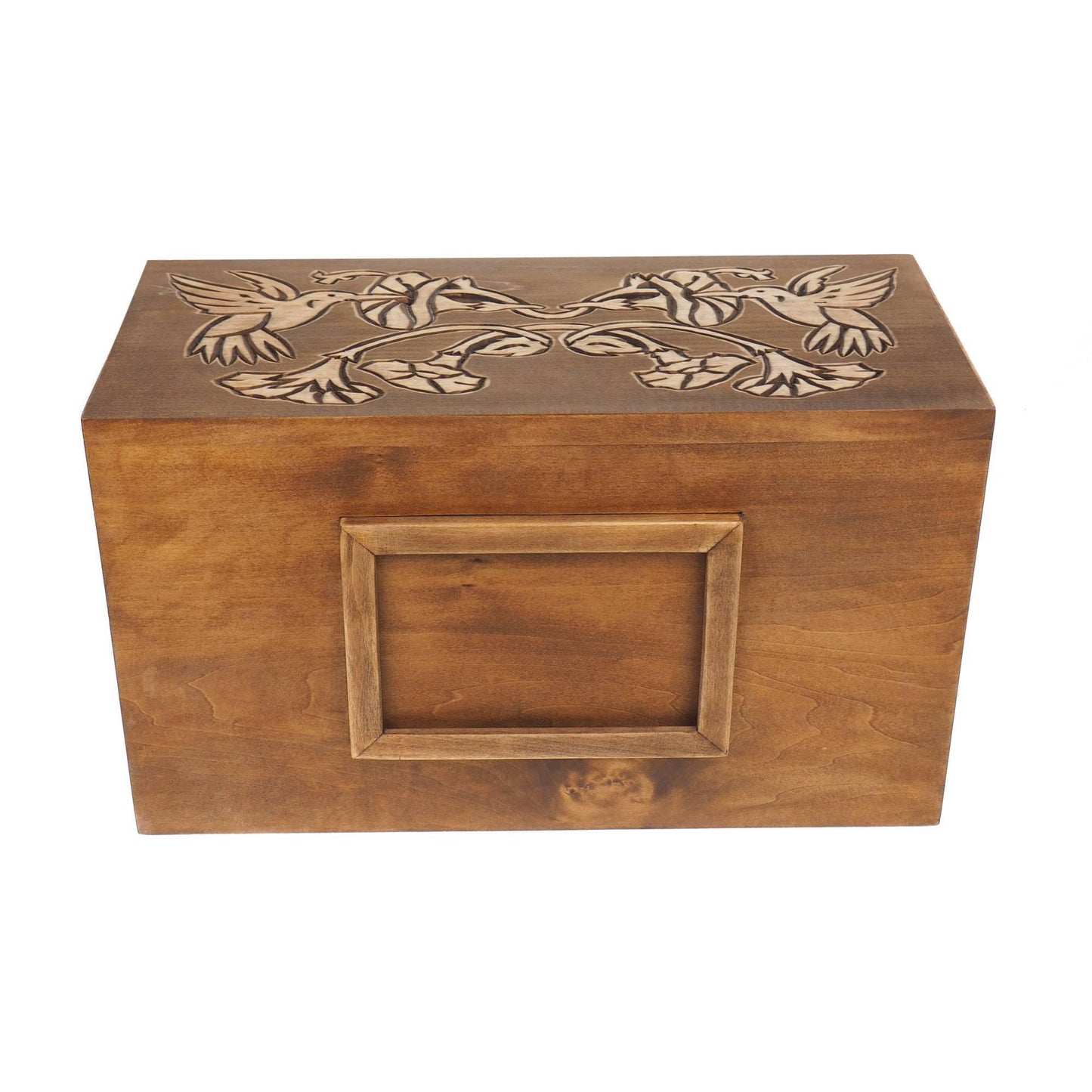Hummingbird Double  Wood Urn Personalized For Human Ashes, With Frame for Photo, Wooden Memorial Box Carved , Keepsake Cremation Urns