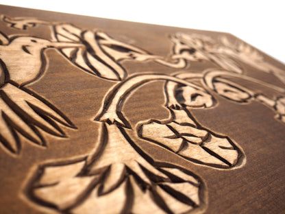 Hummingbird Double  Wood Urn Personalized For Human Ashes, With Frame for Photo, Wooden Memorial Box Carved , Keepsake Cremation Urns