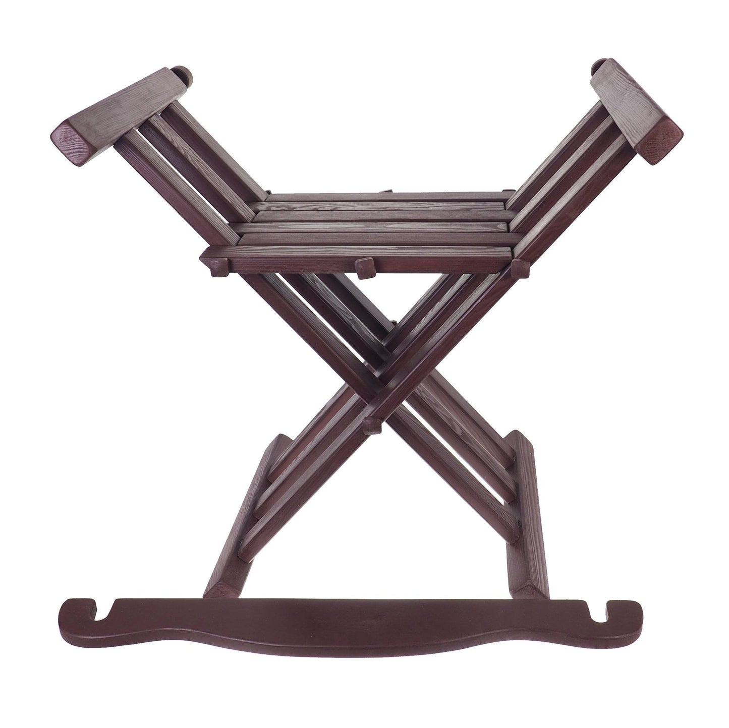 Folding chair, Old dark walnut color, Wooden medieval, folding chair with back support, viking, Personalized color