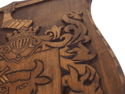 Personalized Family Arms Crest, Hand Carved, Coat of Arms, Custom, Family Shield, Wooden Emblem, Wedding Wood Art, Heraldic, Woodcraft