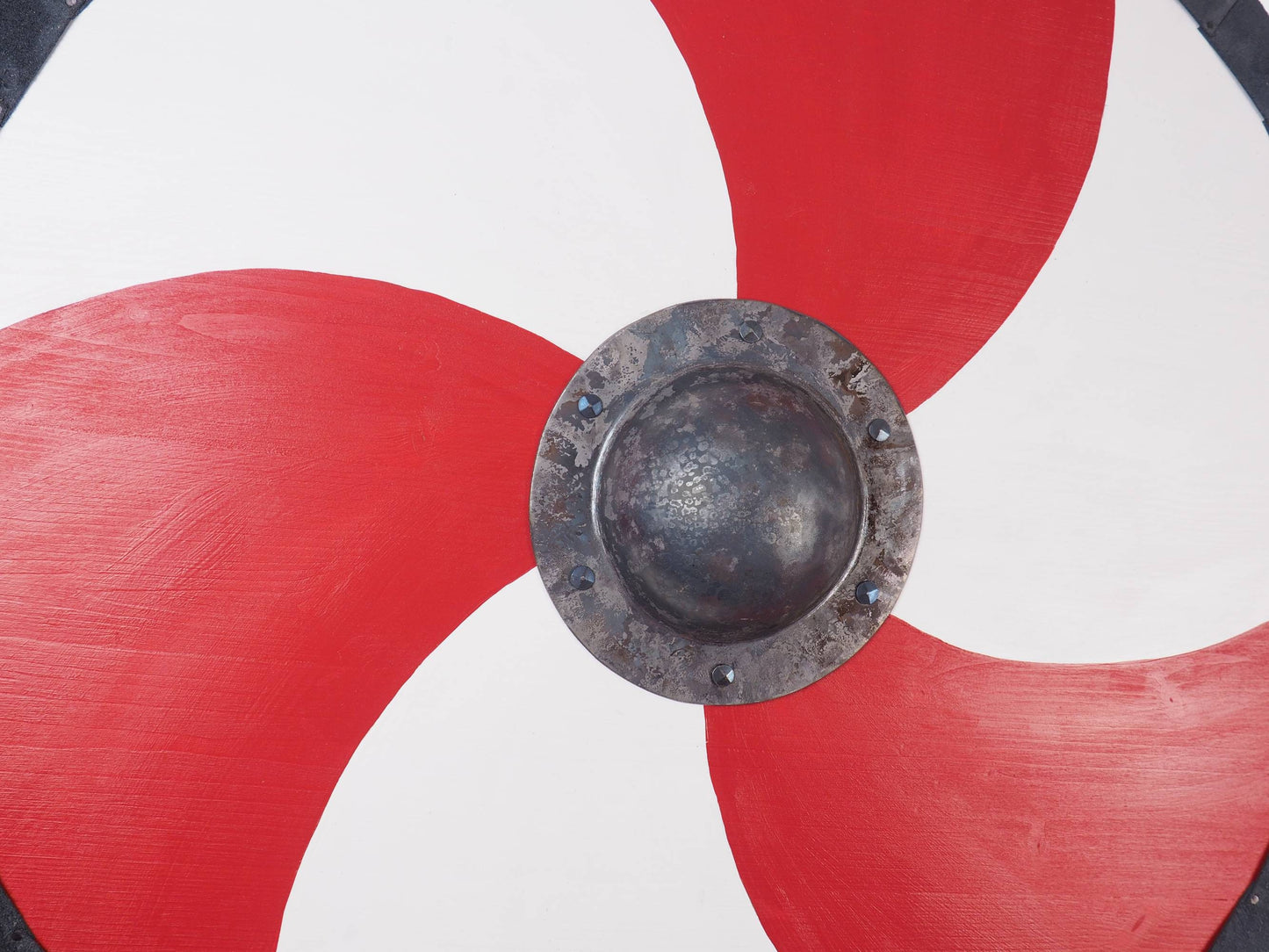 Red and white Viking Shield Pattern,cross pattern,  Norsman shield, Wall decor, Larp and reenactment, SCA ready, black shield