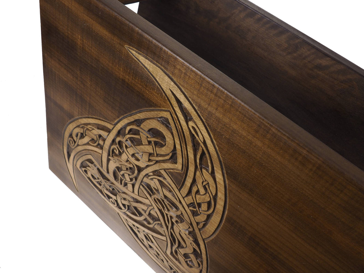 Coffee table, triple horns of Odin, Personalized, Hand Carving, Viking decor, hand carved table, Viking, night table, Norse, Scandinavian