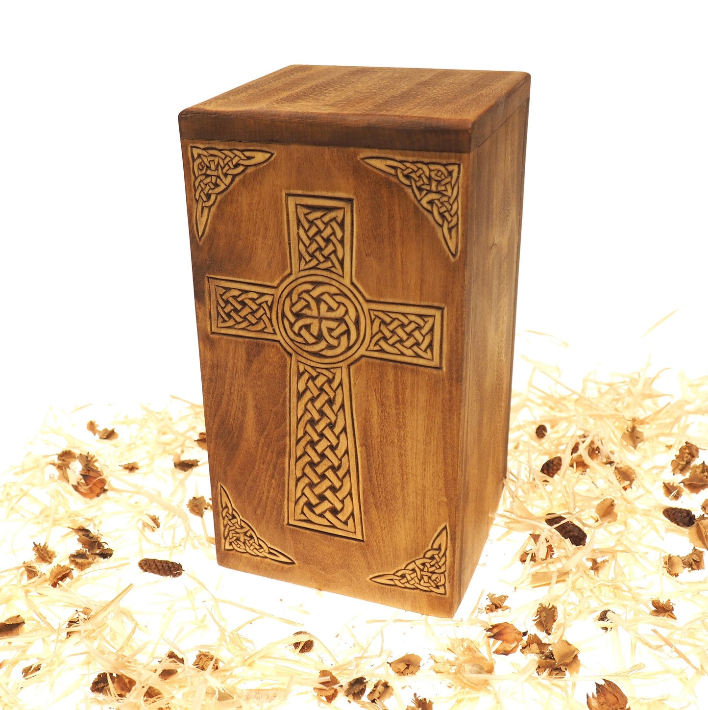 Personalized Wood Urn, For Human Ashes, Wooden Memorial Box, Carved Keepsake Cremation Urns, Cremation Box For Burial, Medieval Viking style