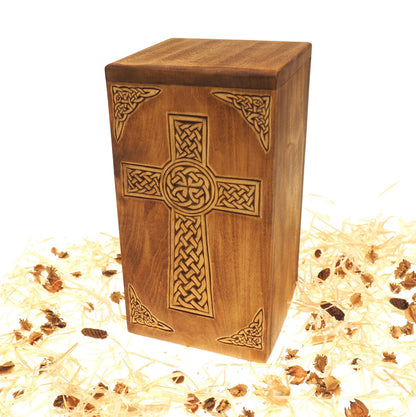 Personalized Wood Urn, For Human Ashes, Wooden Memorial Box, Carved Keepsake Cremation Urns, Cremation Box For Burial, Medieval Viking style