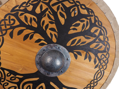 Personalized Big Tree of Life  Viking Shield Pattern, Norsman shield, Wall decor, Larp and reenactment, SCA ready, black shield