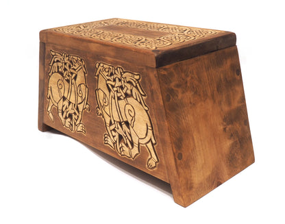 Personalized Wood Urn For Human Ashes, Wooden Memorial Box Carved , Keepsake Cremation Urns, Cremation Boxes For Burial, Viking pagan