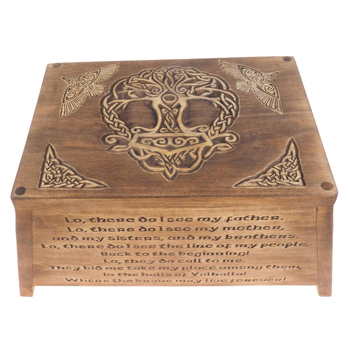 Viking Personalized Wood Urn with Yggdrasil, Wooden Memorial Box Carved , Keepsake Cremation Urns, Cremation Boxes For Burial, Viking pagan