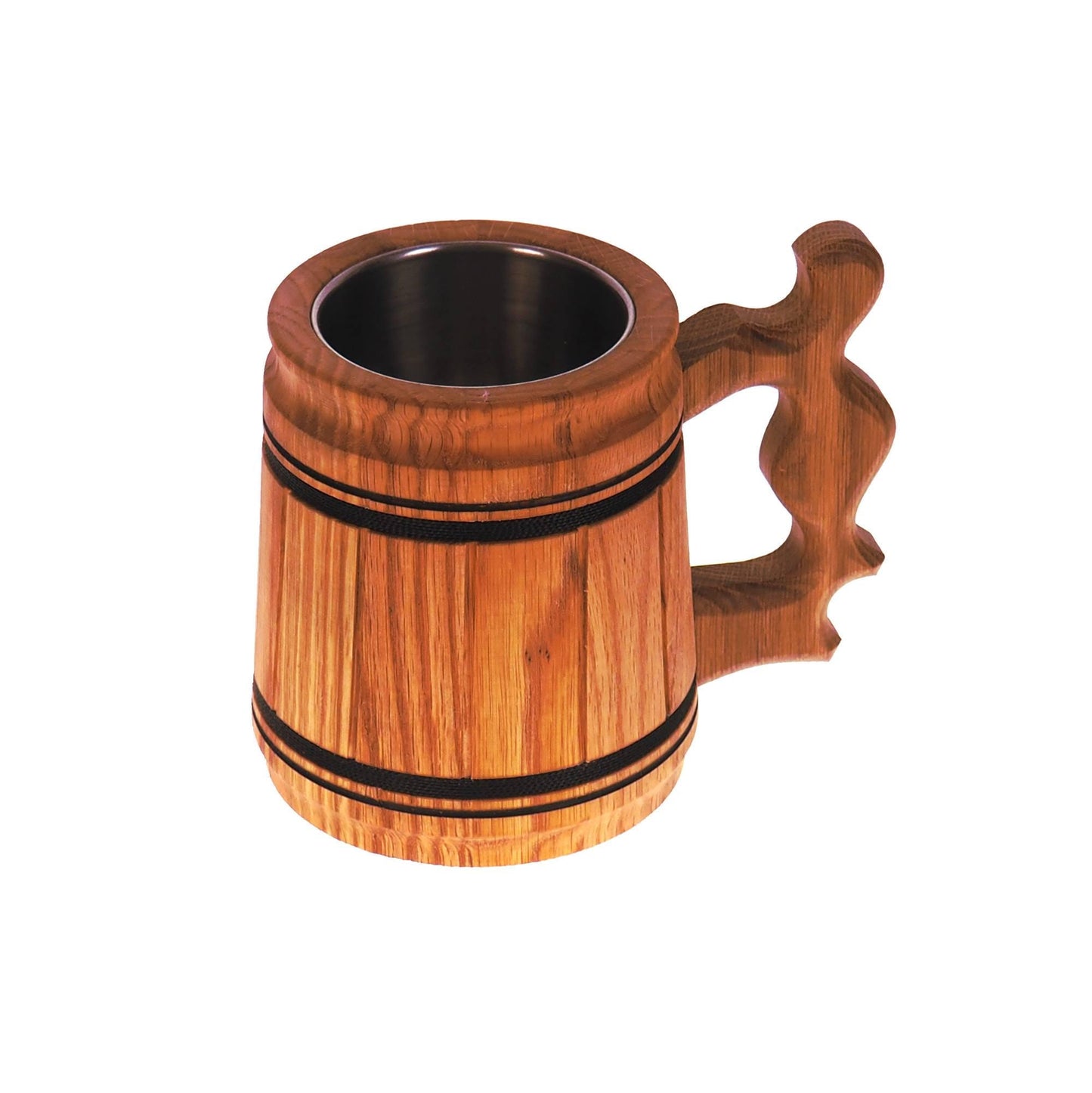 Oak Wooden Beer Mug 0,3 liter  11 oz, steel inside wooden cup, wooden drinking mug, historical mug, rustic mug, medieval replica