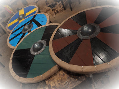 Viking Shield Lagertha Pattern in red, Norsman shield, Wall decor, Larp and reenactment, SCA ready