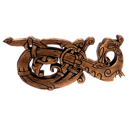 Wooden Hand Carved Dragon,  Ringerike Style, personalized, Dragon wall carving, viking wall decor, viking room decoration, viking art, norse
