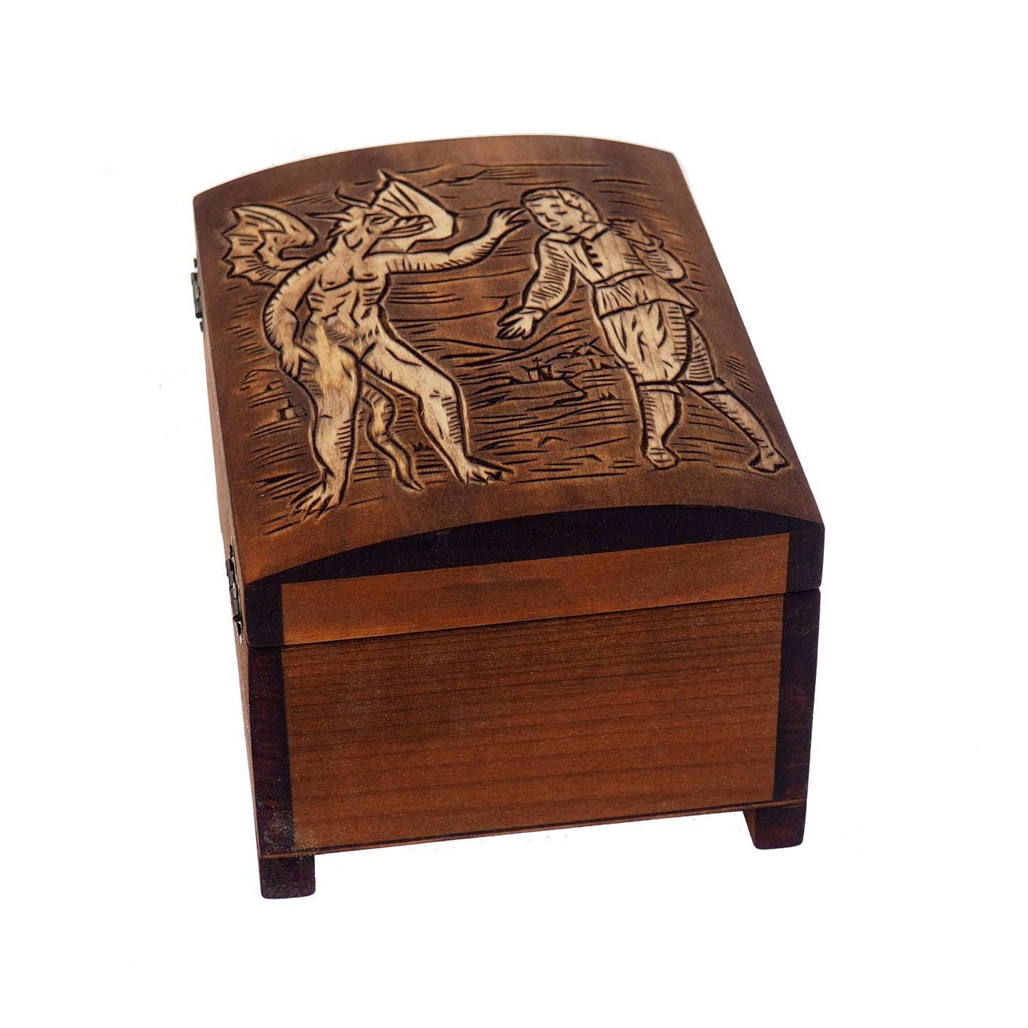 Personalized wooden hand carved jewelry box, Devil temptation - Compendium Maleficarum, keepsake box, memory, hand-carved,