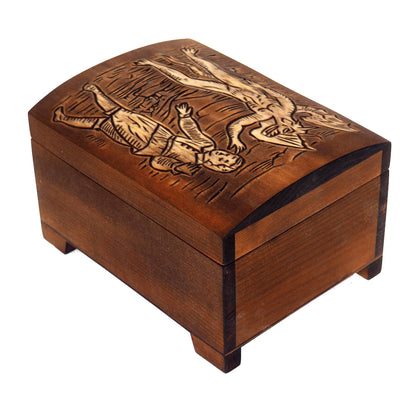 Personalized wooden hand carved jewelry box, Devil temptation - Compendium Maleficarum, keepsake box, memory, hand-carved,
