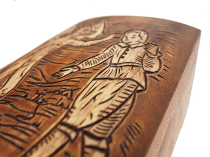 Personalized wooden hand carved jewelry box, Devil temptation - Compendium Maleficarum, keepsake box, memory, hand-carved,