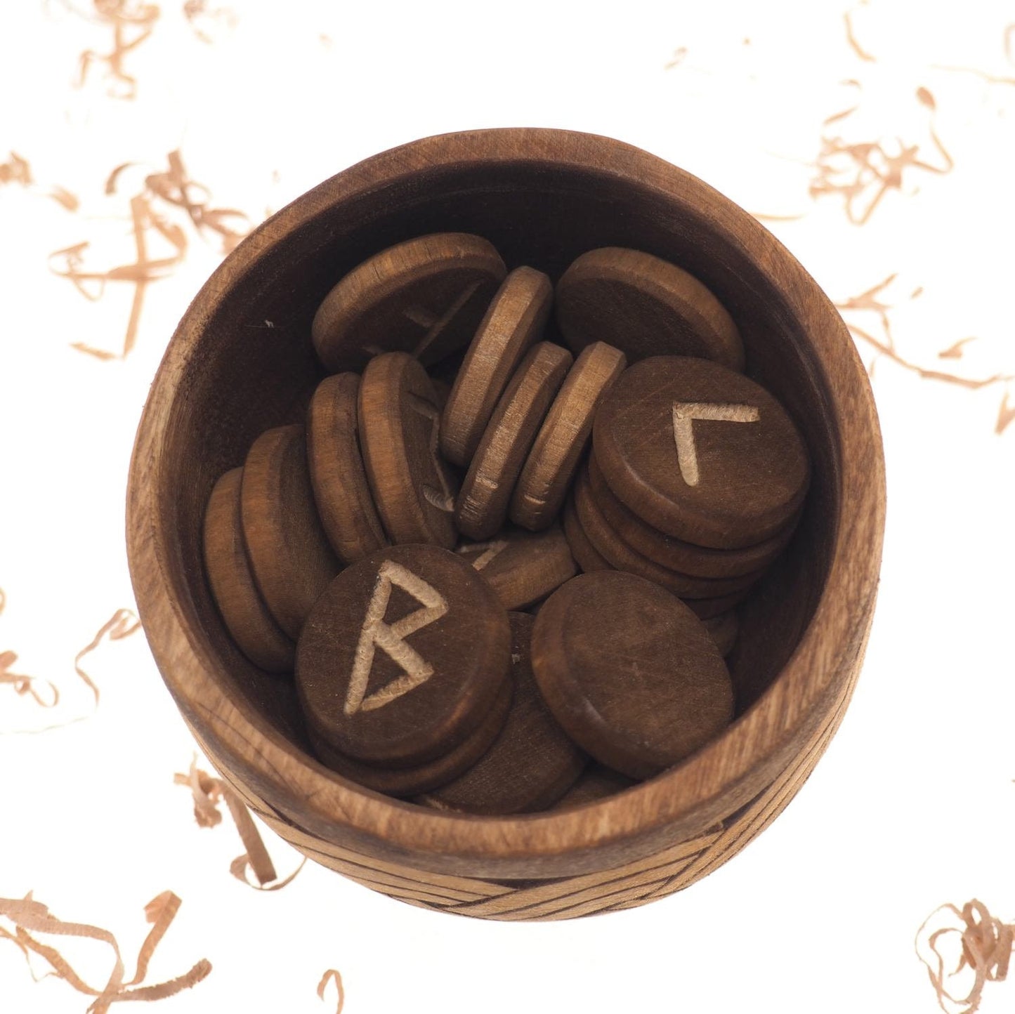 Viking Rune Set in hand carved Box with Aegishjalmur Norse Runes Elder Futhark Runes Asatru Runes Divination Runes Runes box viking Celtic