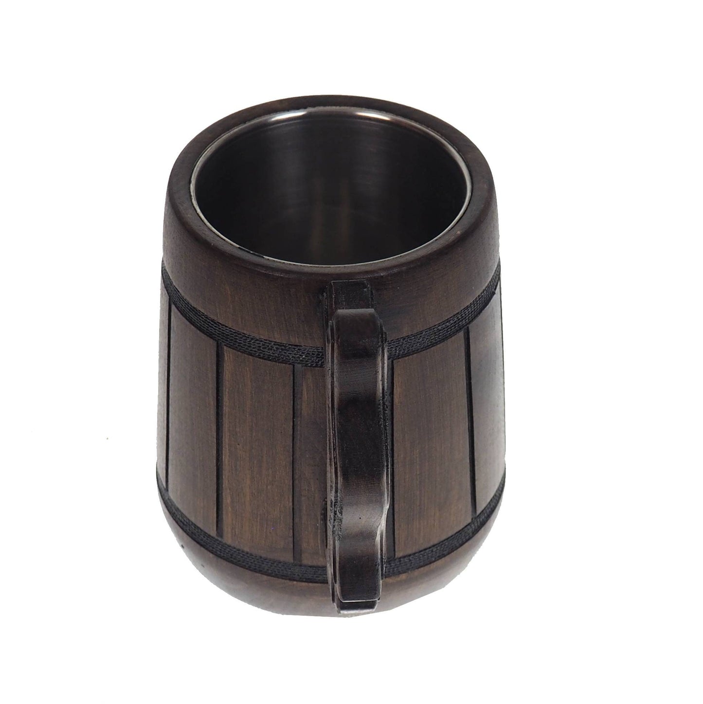 Dark Oak Wooden Beer Mug 1/2 liter  17 oz, steel inside wooden cup, wooden drinking mug, historical mug, rustic mug, medieval replica