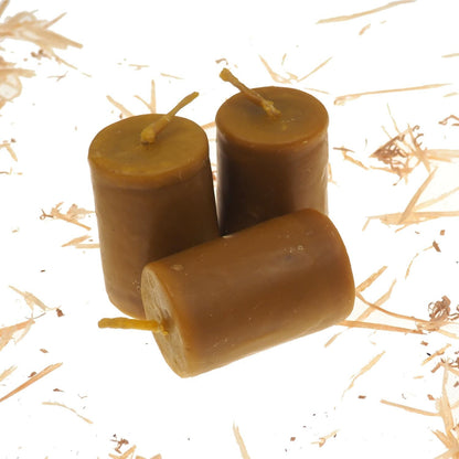Pure Beeswax Candle, 3 and 1/2" high Unscented Beeswax Pillar Candle, Hand Made, Natural Eco Friendly for for Meditation, Prayer or Altar