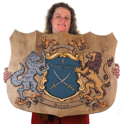 Gigantic Personalized Family Crest, Hand Carved, Coat of Arms, Custom, Family Shield, Wooden Emblem, Wedding Wood Art, Heraldic, Woodcraft
