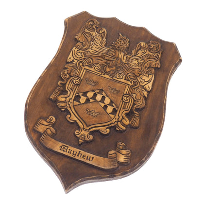 Personalized Family Crest, Hand Carved, Coat of Arms, Custom, Family Shield, Wooden Emblem, Wedding Wood Art, Heraldic, Woodcraft
