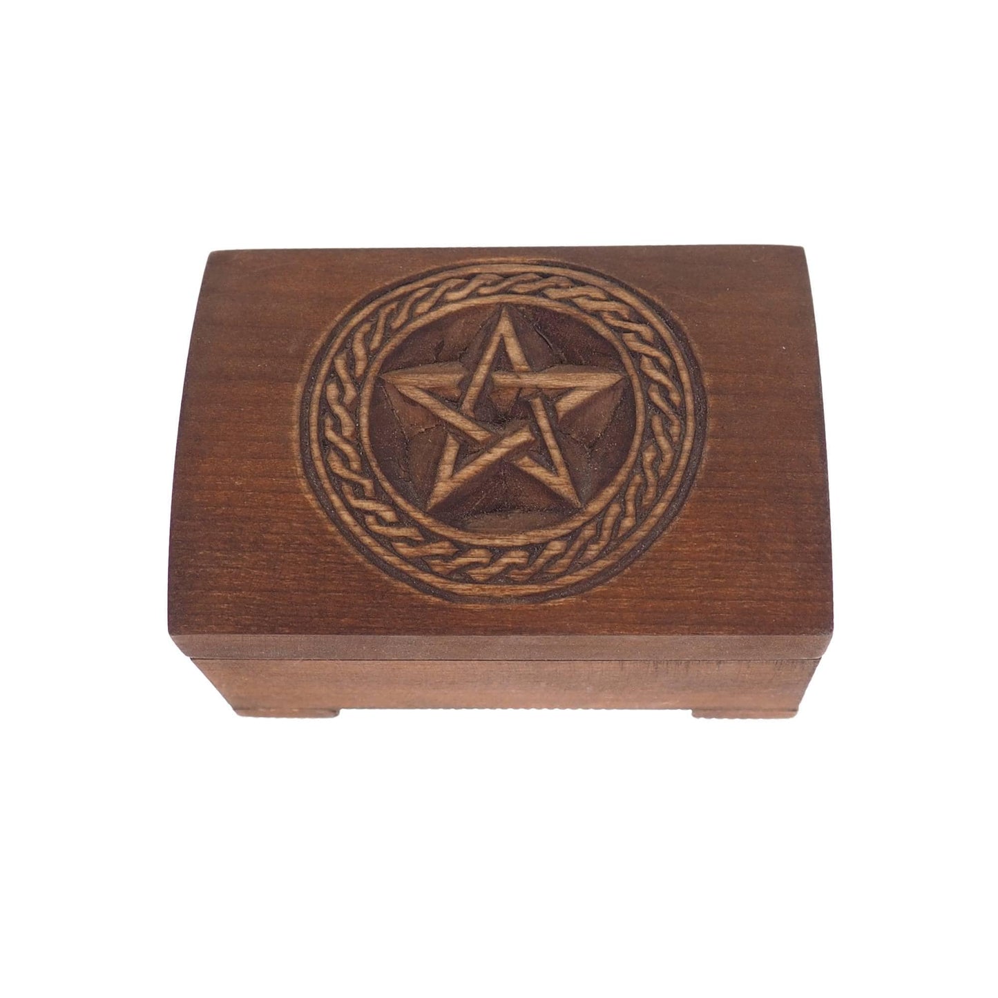 Wooden jewelry box, pentagram in  plait, hand carved, personalized, history pattern, gift box, custom jewelry box, wedding memory box,