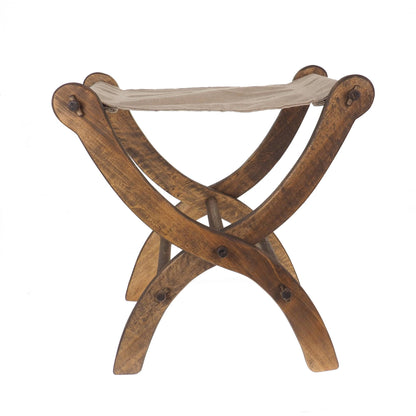 Medium Wooden Folding Stool, Oak finish, Medieval stool, Viking, Larp and SCA, reenactment, camping gear, folding chair, historical bench