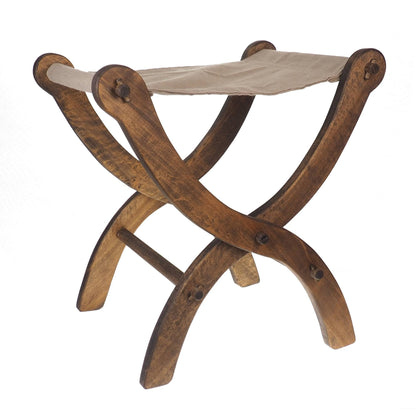 Medium Wooden Folding Stool, Oak finish, Medieval stool, Viking, Larp and SCA, reenactment, camping gear, folding chair, historical bench