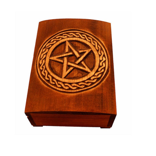Wooden box with pentagram and plait