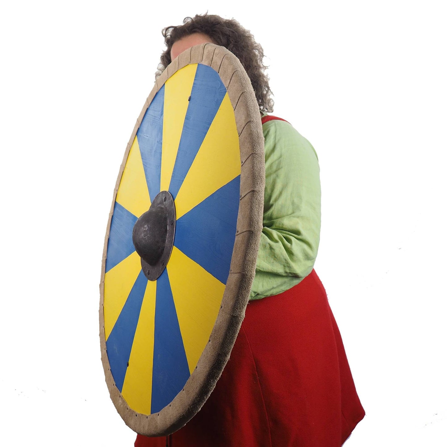 Blue and Yellow Viking Shield Pattern, Norsman shield, Wall decor, Larp and reenactment, SCA ready, black shield