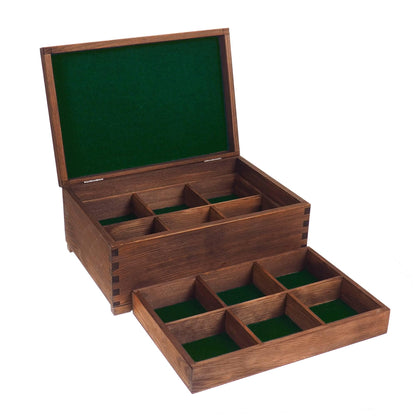 Handmade wooden  jewelry box, divided inside,2 trays x 6 compartments,  memory box,  gift box, wooden box, personalized, jewelry organizer,