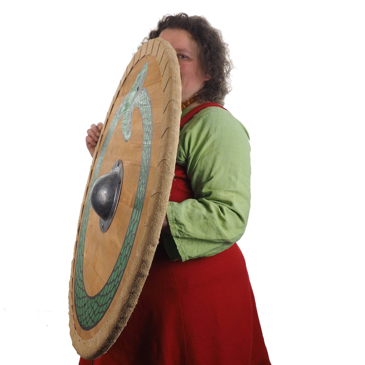 Personalized Viking Shield with Green Ouroboros  Pattern, 30 inch, Norsman shield, Wall decor, Larp and reenactment, SCA ready, black shield