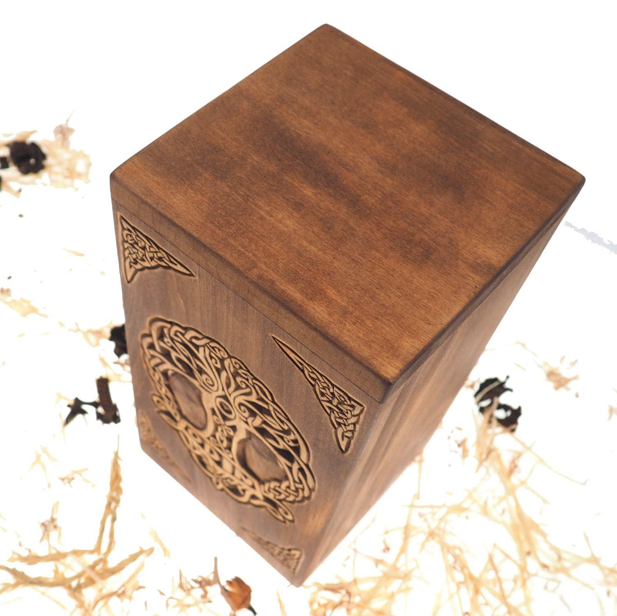 Personalized Wood Urn For Human Ashes,Thor hammer motive, Wooden Memorial Box, Carved Keepsake Cremation Urns, Cremation Boxes For Burial