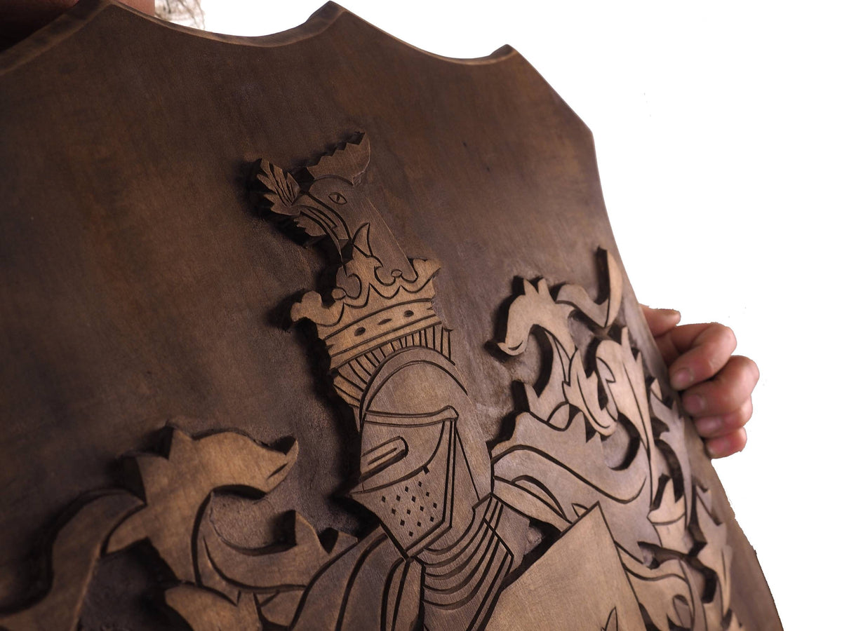 BIG Personalized Family Crest type 2, Hand Carved, Coat of Arms, Custom, Family Shield, Wooden Emblem, Wedding Wood Art, Heraldic, Woodcraft
