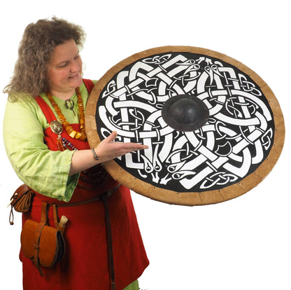 Personalized Dragon Viking Shield Pattern, Norsman shield, Wall decor, Larp and reenactment, SCA ready, black shield